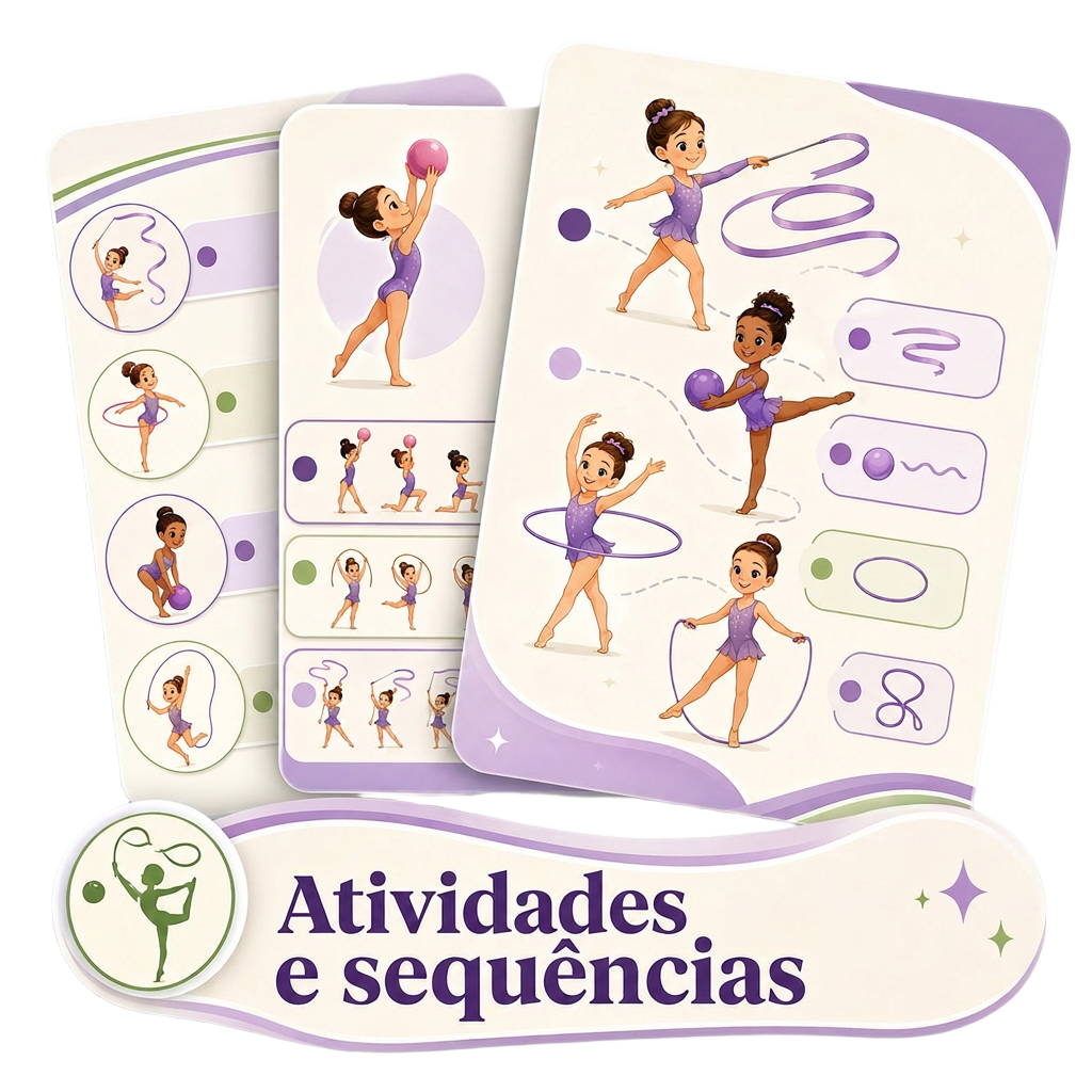 Atividades com fita, arco, bola e corda